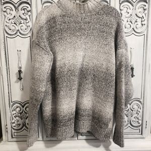 Chaps L gray ombre chunky mock neck sweater
